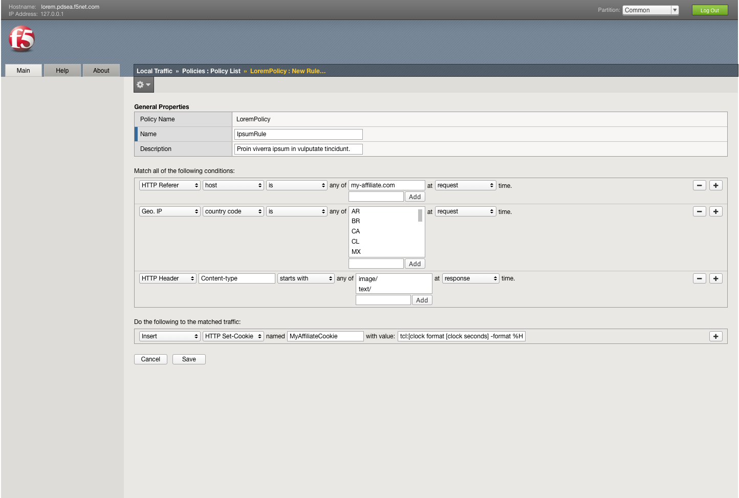 Screenshot of the new simplied Traffic Policies workflow (1 of 2)
